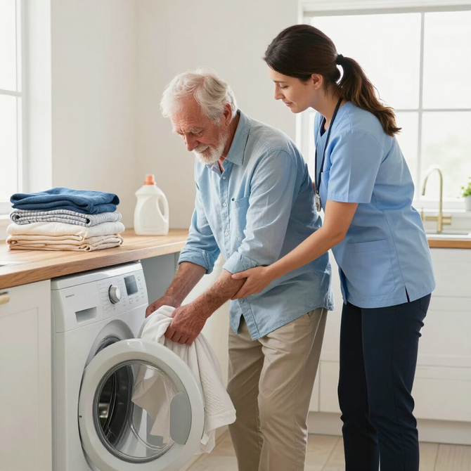 Caregiver helping with laundry