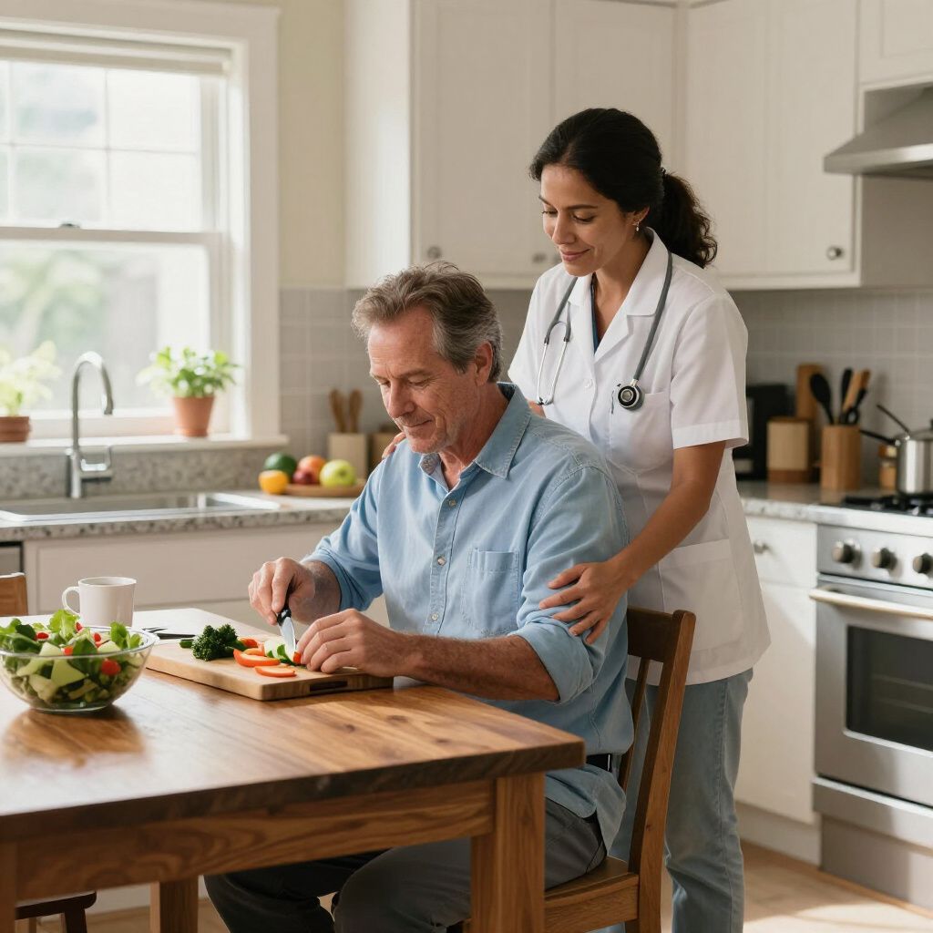 Caregiver supporting a senior woman